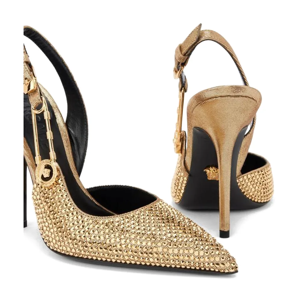 Gold Crystal Safety-Pin Slingback in Gold / Crystal — thumbnail 2