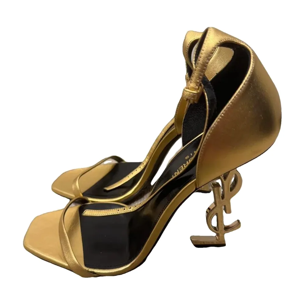 Gold Monogram-Heel Sandal