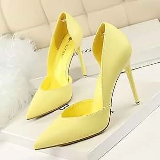 Lemon Suede d'Orsay Pump — Lemon yellow