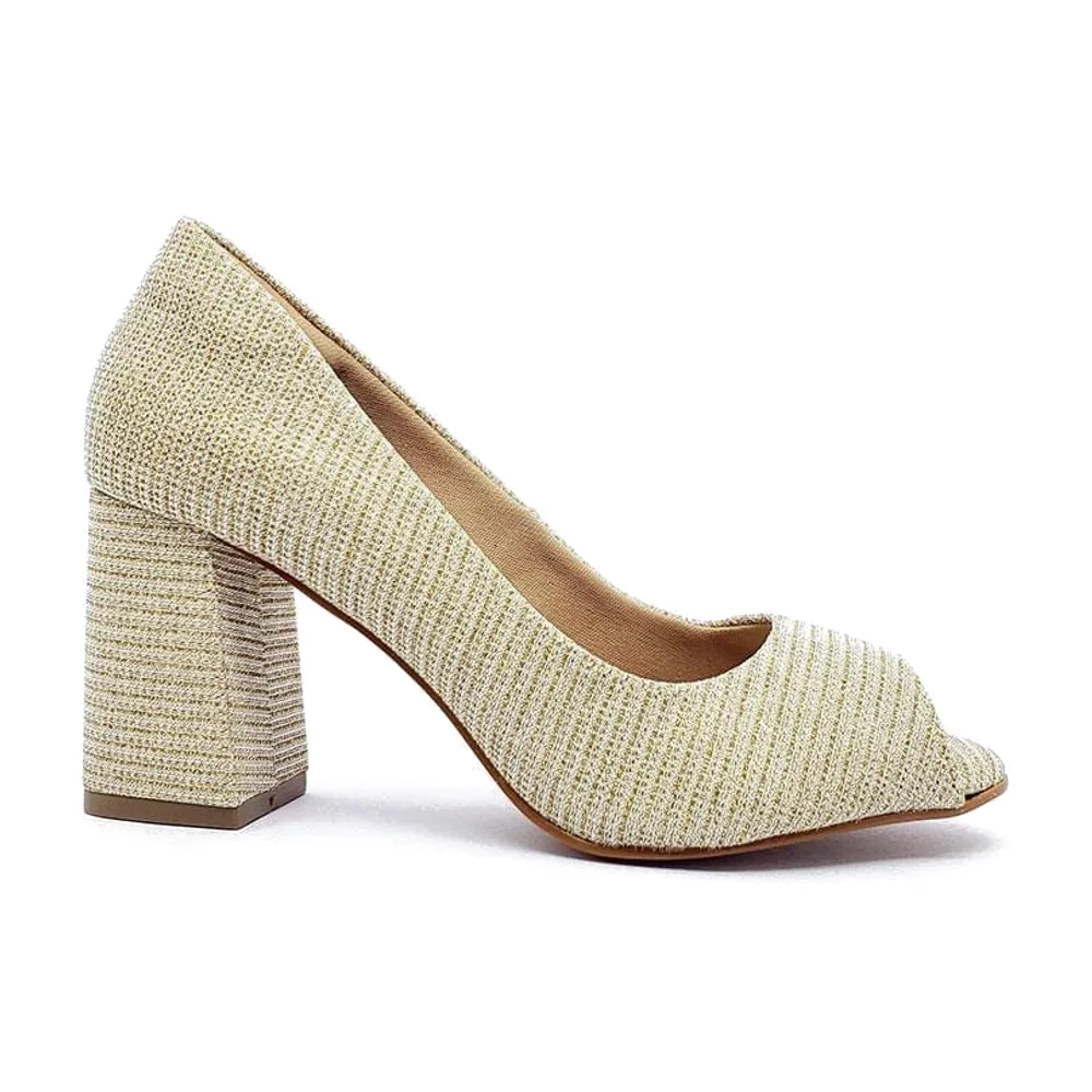 Natural Raffia Peep-Toe Block Heel — Natural beige
