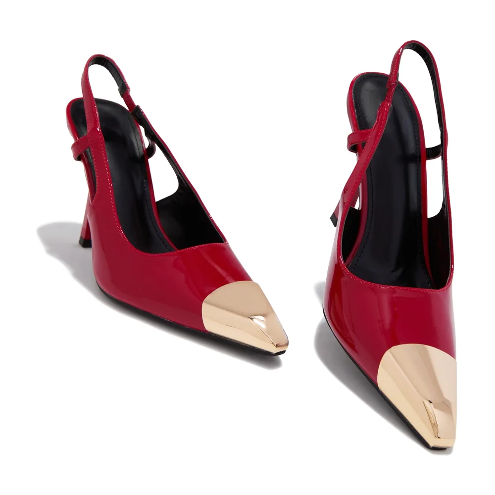 Red Gold-Toe Slingback Stiletto in Red / Gold — thumbnail 2
