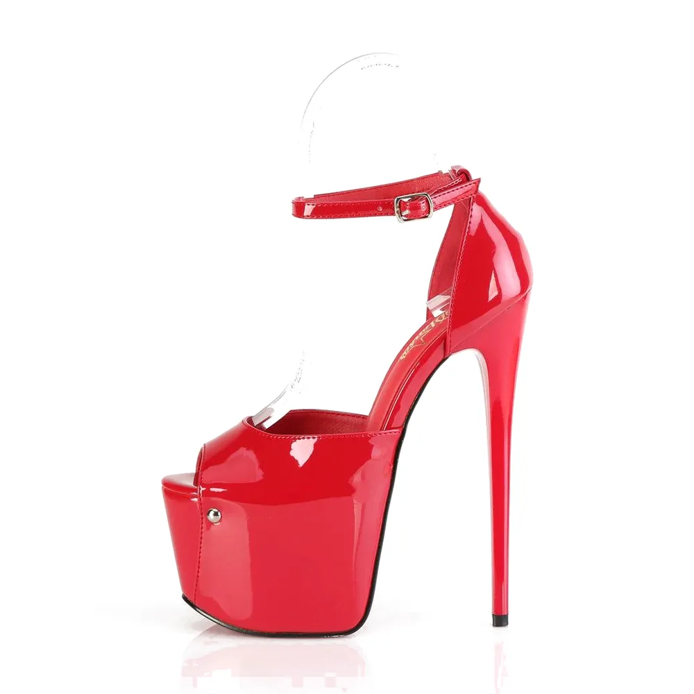Red Patent Platform Peep-Toe Heel in Red — thumbnail 2
