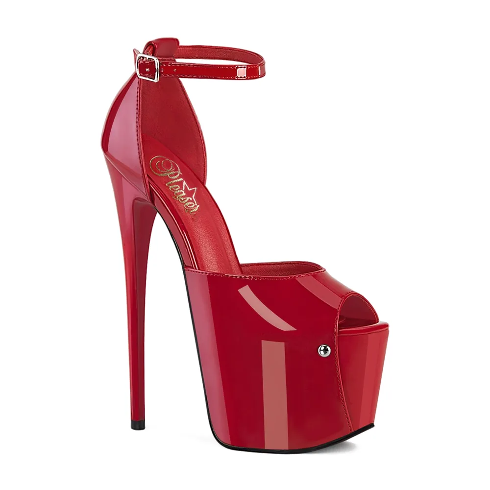 Red Patent Platform Peep-Toe Heel